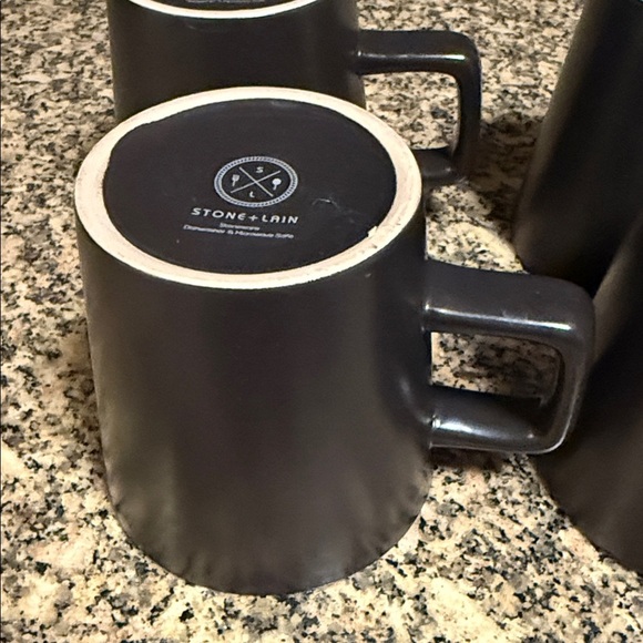 Stone + Lain Black Coffee Mugs Set 4 - Picture 3 of 5